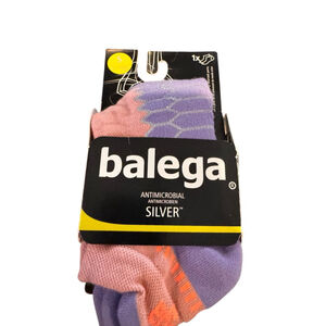 Women's 2 pairs Balega No Show Antimicrobial Silver Socks Small Pink Purple
